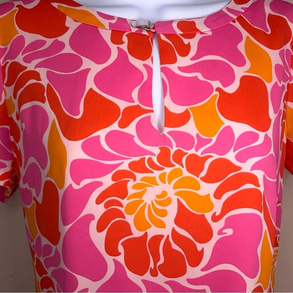 Size 6 Banana Republic Short Sleeve Colorful Dress Pink Orange Red Abstract - Picture 4 of 16
